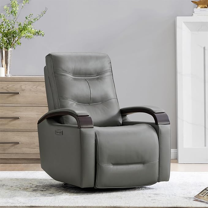 CHITA Genuine Leather Power Swivel Glider Rocker Recliner, FSC Certified Mid - Image 2