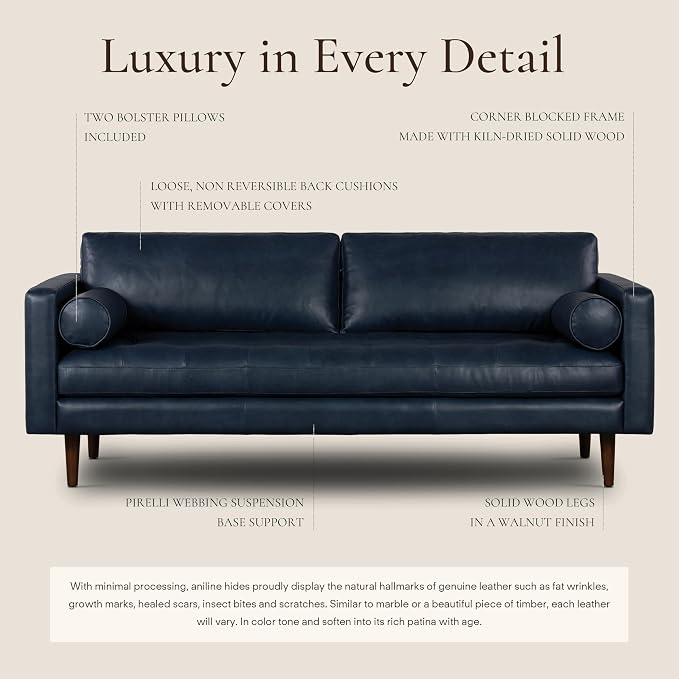 Poly & BARK Napa 88.5" Leather Sofa – Full-Grain Italian-Tanned Aniline Leather - Image 4