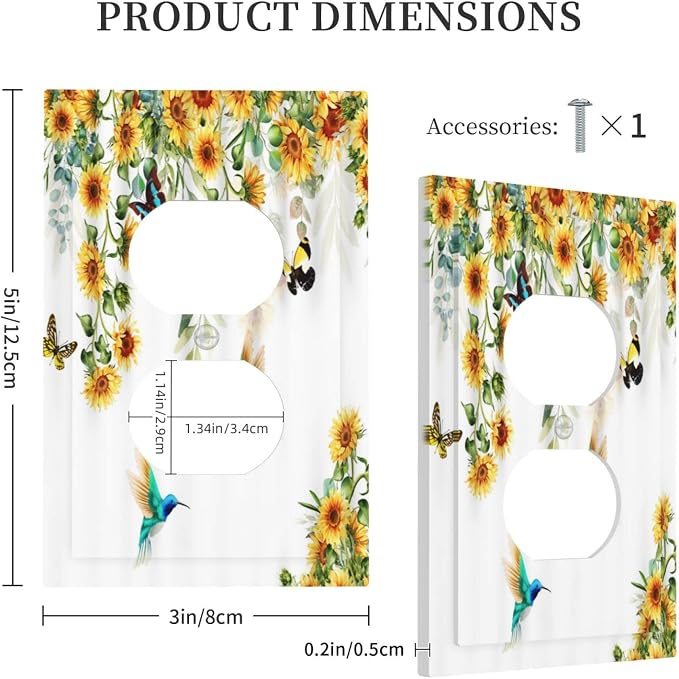 Outlet Covers Yellow Sunflower Blue Hummingbird Butterfly 1 Gang Duplex Light - Image 5
