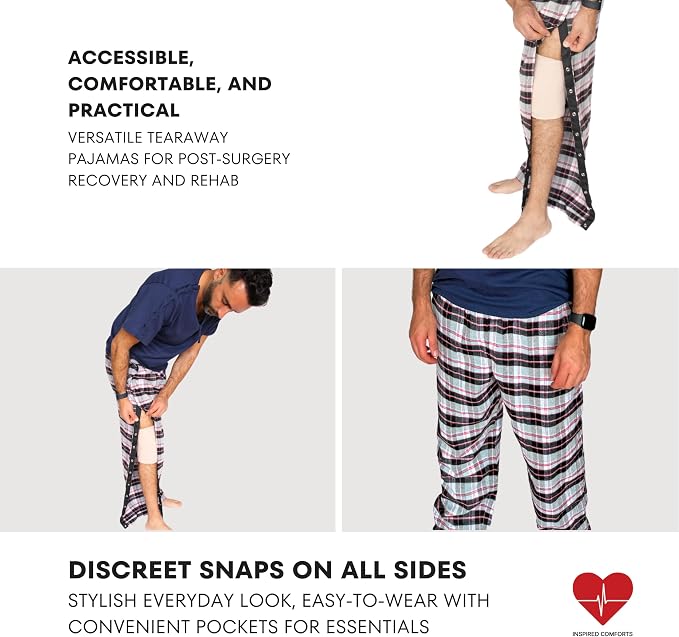 Inspired Comforts Unisex Tearaway Post Surgery Recovery Pajama Pants - Image 2