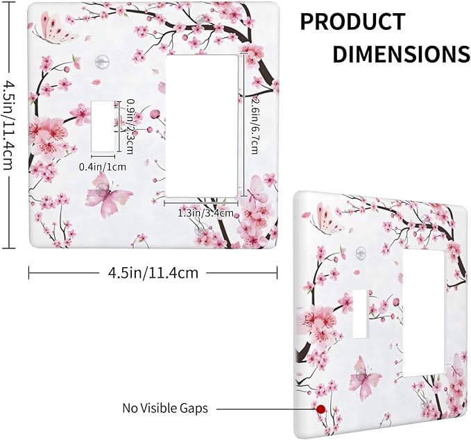 Cherry Floral Watercolor Pink Flowers Butterfly Outlet Covers 1 Toggle 1 Rocker - Image 4