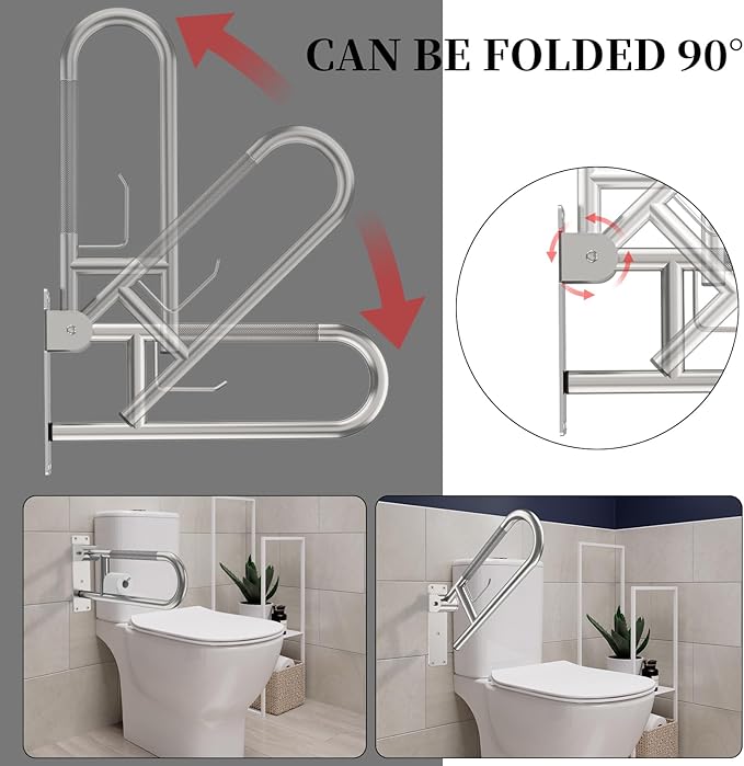 Toilet Grab Bar 22.4 Inch, YuanDe Brushed Nickel Anti-Slip Support Rail - Image 5