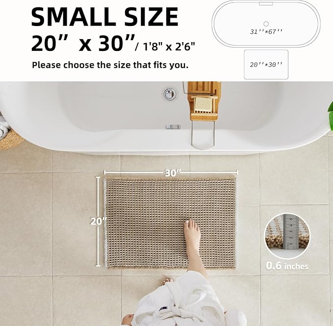 Waffle Bath Mat, Boho Bathroom Rugs Non Slip Washable Super Absorbent Quick Dry - Image 2