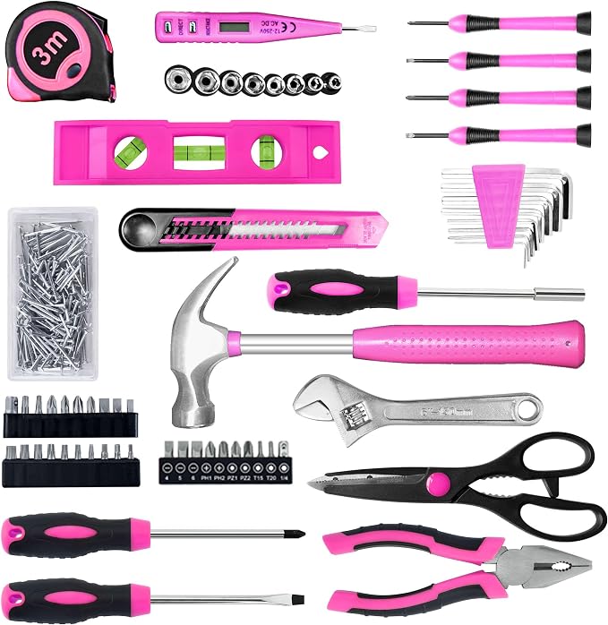 SOLUDE Pink Tool Set, 206-Piece Home Tool Kit - Image 2