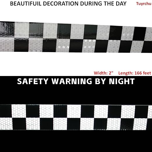 Black White Reflective Tape 2 inch X 166 feet, Outdoor Waterproof Hazard - Image 3