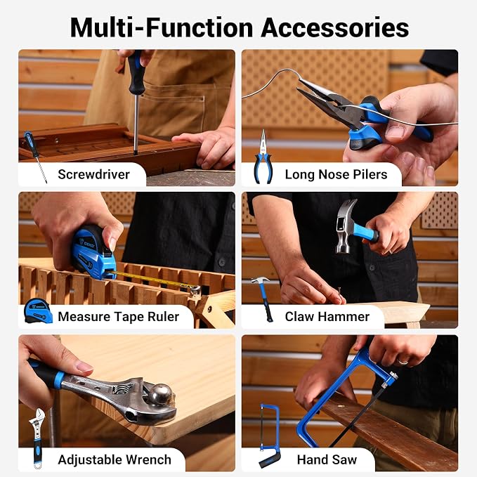 Tool Set: Tool Kit with 12V Cordless Drill, Hand Toolbox with storage case - Image 8