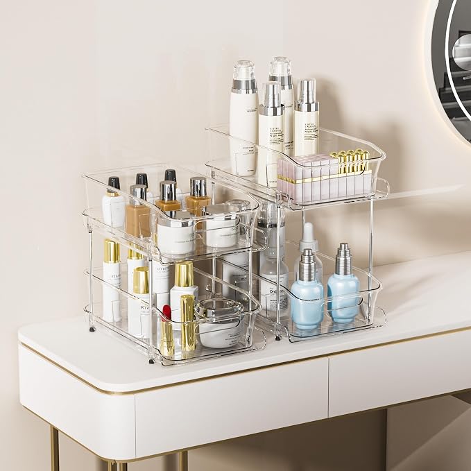 Delamu 2-Tier Under Sink Organizers and Storage, Pull Out Kitchen Pantry - Image 5