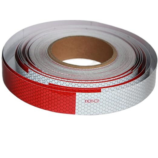 Red and White Reflective Tape Outdoor Waterproof 1 inch X 74 feet, High by tuyrchu