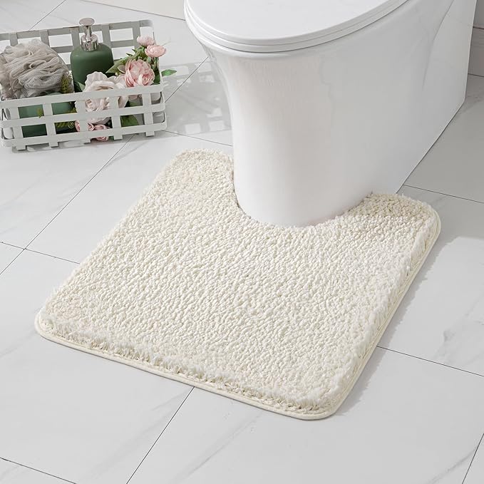 MIULEE Microfiber Toilet Bath Mat U-Shaped Contour Shaggy Bathroom Rugs Non by MIULEE