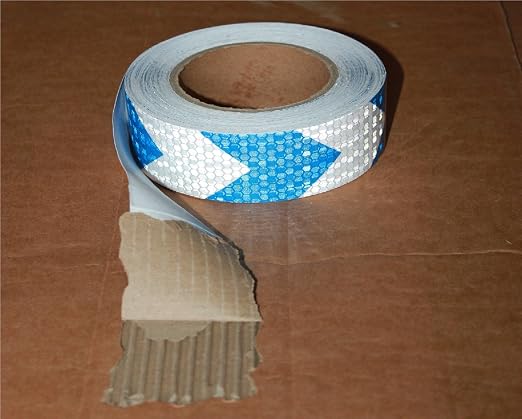 Blue and White Reflective Tape Outdoor Waterproof 1 inch X 66 feet, High - Image 2
