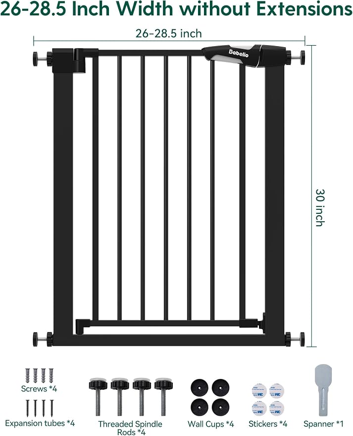 BABELIO 26-28.5 Inch Narrow Easy Install Baby Gate, Auto-Close Pet Gate - Image 5