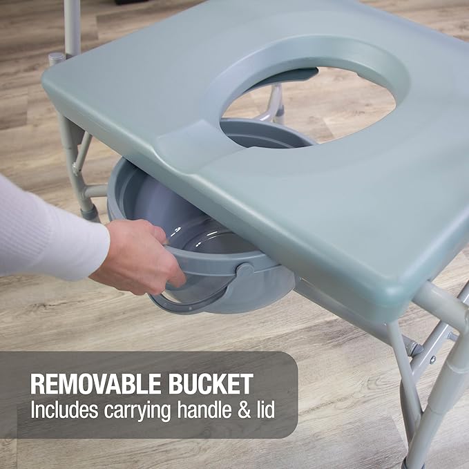 DMI Drop Arm Portable Toilet Commode, Extra-Wide Seat, 500 Pound Weight Capacity - Image 3