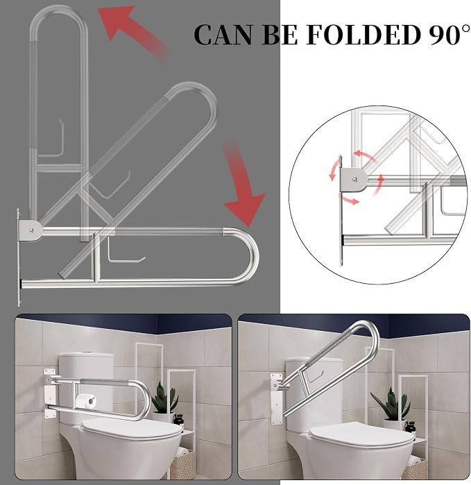 Toilet Grab Bar 30.3 Inch, YuanDe Brushed Nickel Anti-Slip Support Rail - Image 5