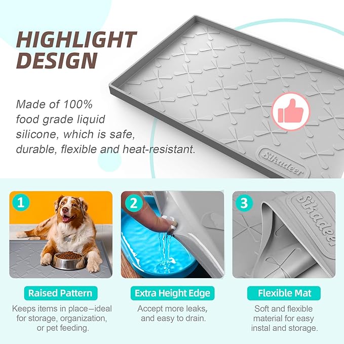 SIKADEER 19" x 19" Under Sink Mat Waterproof, Silicone Mat Kitchen Drawer Shelf - Image 2