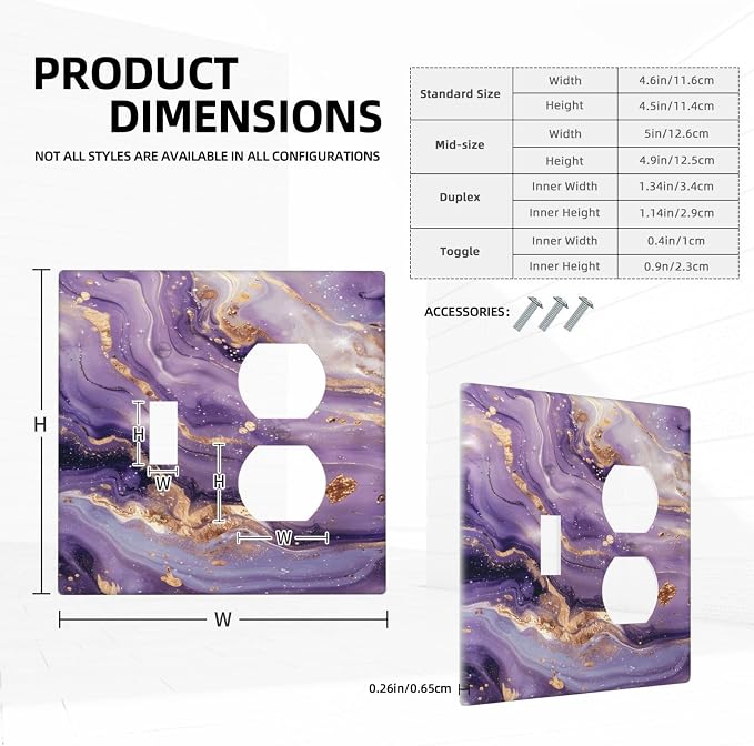 Luxury Marble Texture Purple And Gold Abstract Print Wallplates 1 Toggle 1 - Image 5