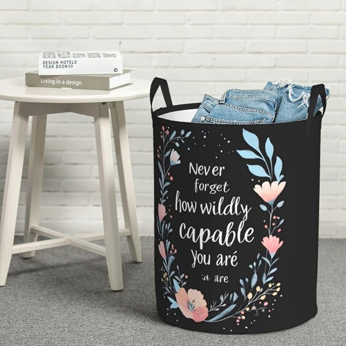 Laundry Basket Encourage Word Collapsible Large Capacity, 63l Dirty Clothes - Image 3