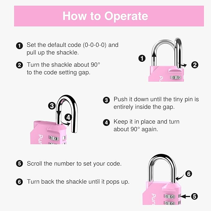 Puroma 2 Pack Combination Lock for Locker 4 Digit Outdoor Waterproof Padlock - Image 6