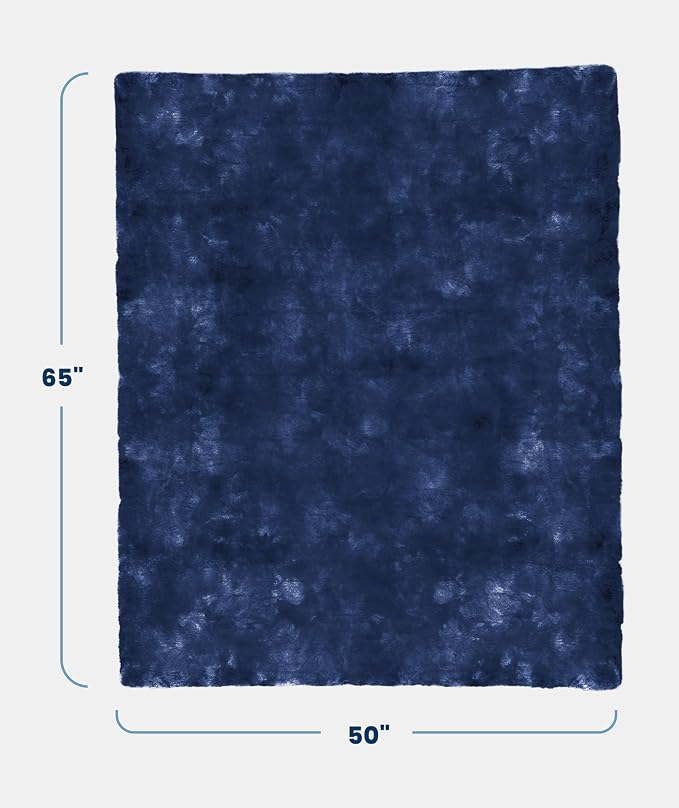 Everlasting Comfort Soft & Comfortable Navy Blue Faux Fur Throw Blanket - Image 9