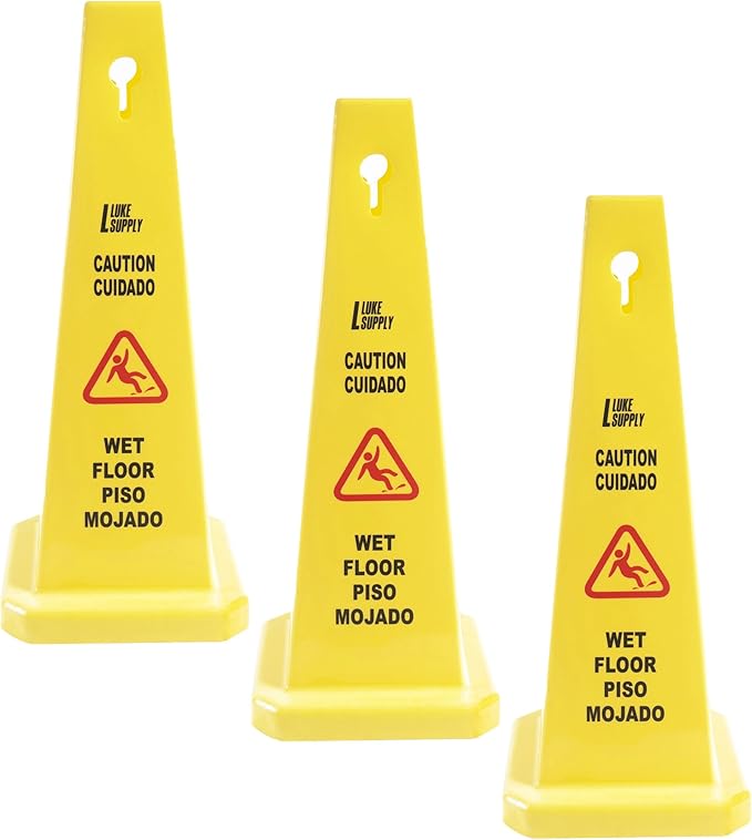 MATTHEW CLEANING 3 Packs 26” Caution Wet Floor Safety Cones by MATTHEWCLEANINGPRODUCTS