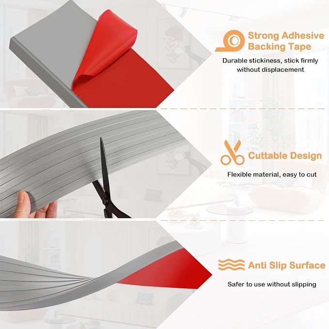 Threshold Ramps for Doorways Self-Adhesive Rubber Ramps for Door Threshold - Image 2