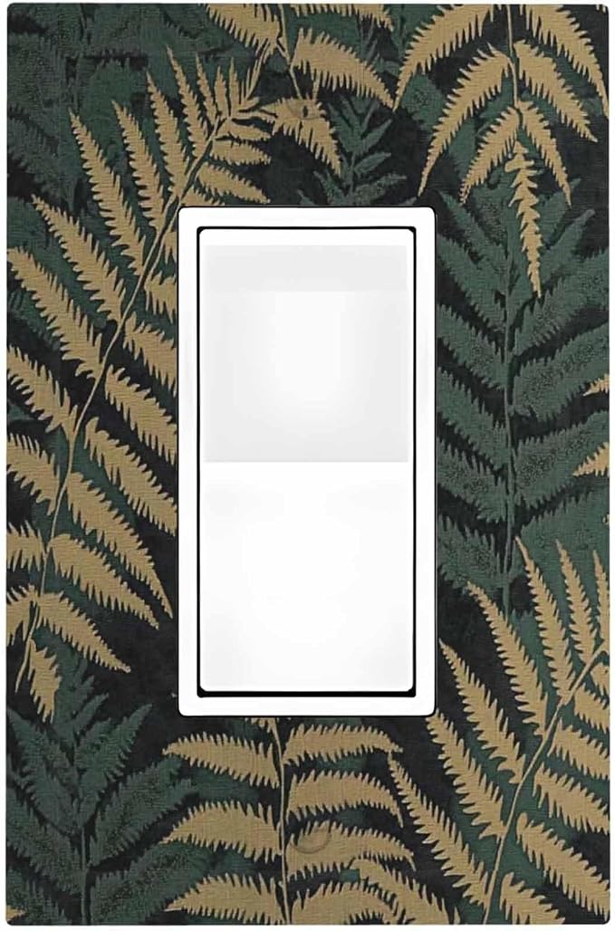 Decorative Outlet Covers Botanical Fern Green Leaf Forest 1 Gang Single Rocker by Unknown
