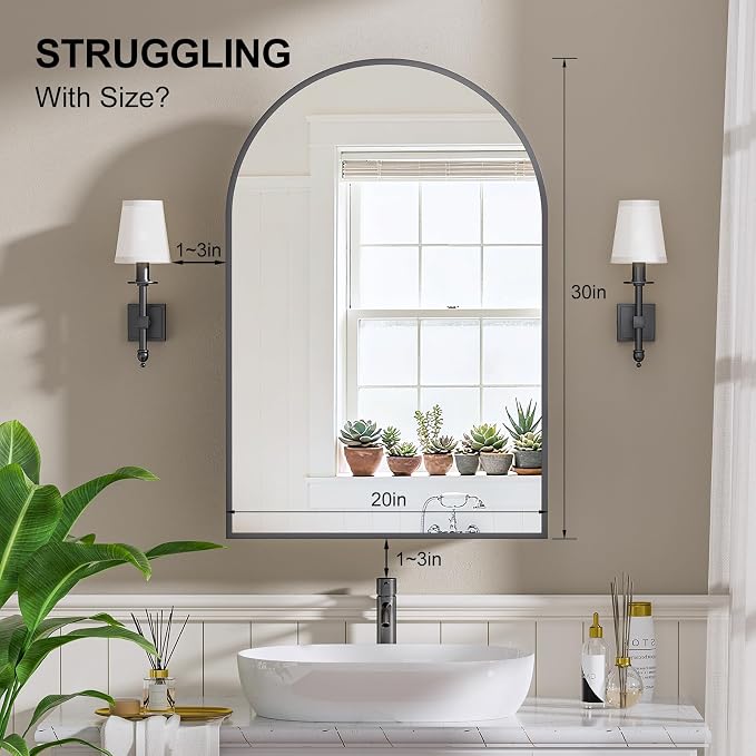Recessed Medicine Cabinet for Bathroom, Brushed Black Arched Medicine Cabinet - Image 6