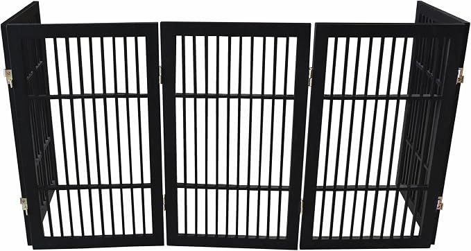 Pet Dog Gate Strong and Durable Freestanding Folding Acacia Hardwood Portable - Image 6