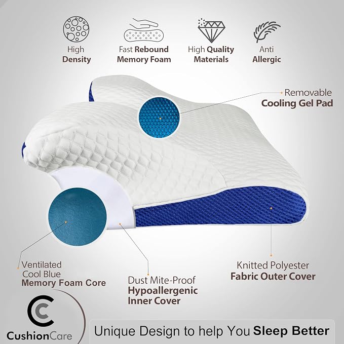 Cooling Gel Pillow for Neck and Shoulder Pain – Memory Foam Cervical Pillow - Image 3