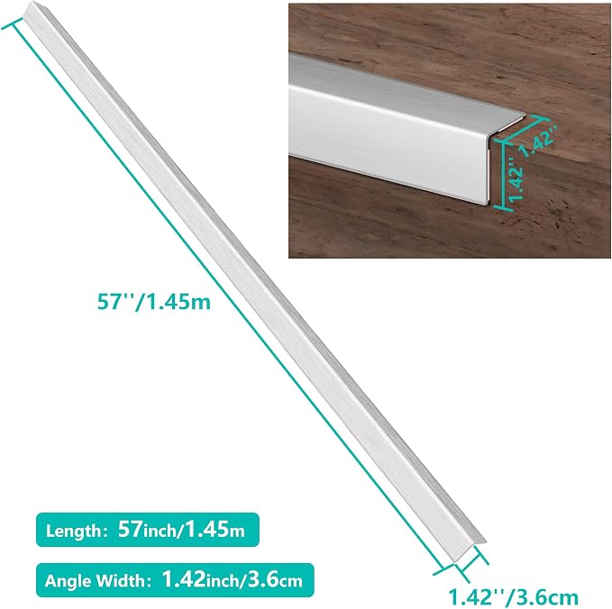 5pcs 57" L*1.42" W Aluminum Self-Adhesive Wall Corner Protectors, Wall - Image 2