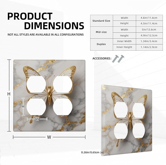 Gold Marble Shine Butterfly Abstract Modern Print Outlet Covers 2 Gang Double - Image 5