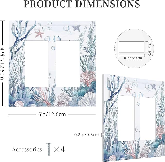 Decorative Outlet Covers Ocean Coral Seahorse Seashell Starfish 2 Gang Double - Image 5