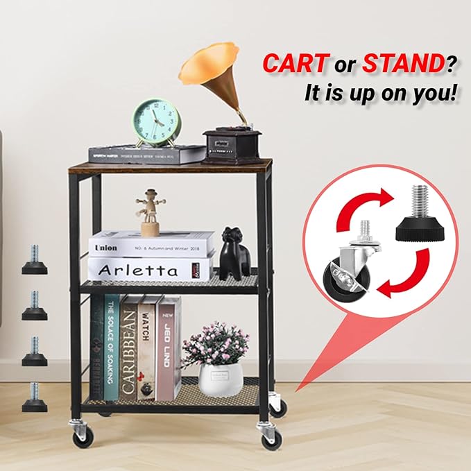 LIANTRAL 3 Tier Rolling Cart, Living Room - Image 4