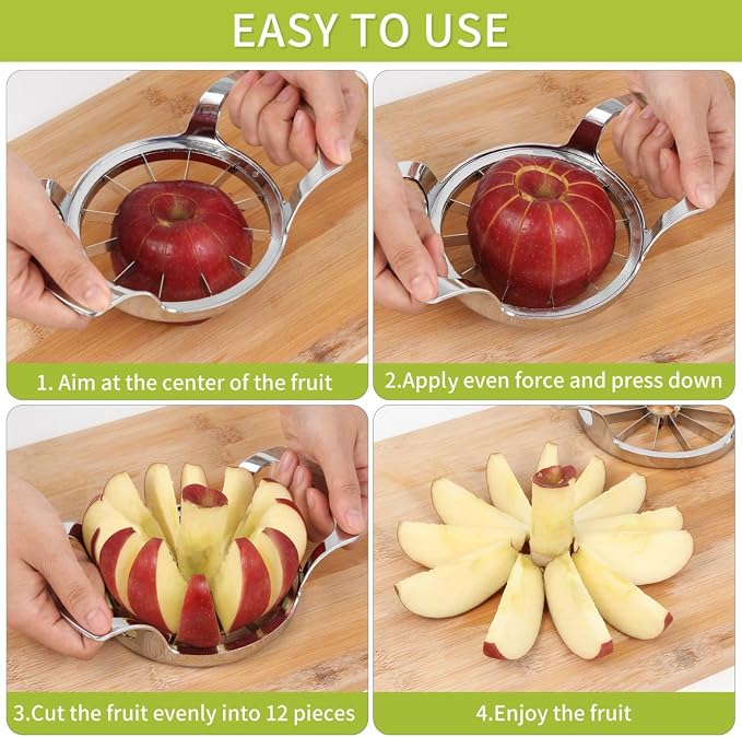 LIIGEMI Apple Slicer, 12-Blade Extra Large Apple Corer, Heavy Duty Stainless - Image 4