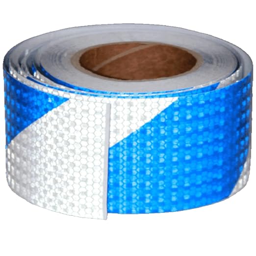 Blue and White Reflective Tape Outdoor Waterproof 3 inch X 66 feet, High by tuyrchu