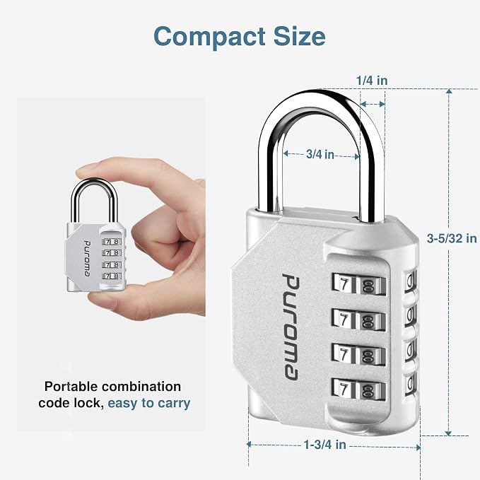 Puroma 2 Pack Combination Lock for Locker 4 Digit Outdoor Waterproof Padlock - Image 2