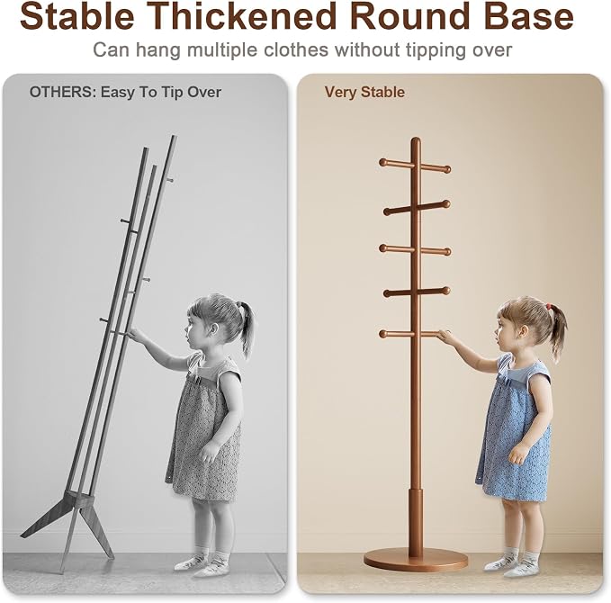 Solid Wood Coat Rack Freestanding - Image 6