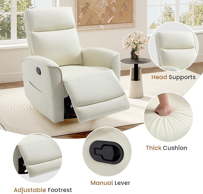 CANMOV Rocker Recliner Chair, 360°Swivel Nursery Glider Recliner, Manual - Image 4