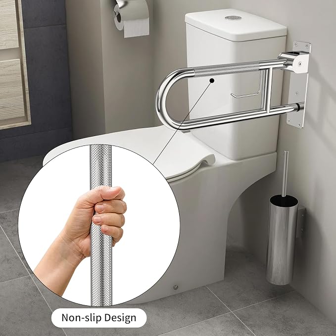 Toilet Grab Bar 22.4 Inch, YuanDe Flip Up Grab Bar - Image 5