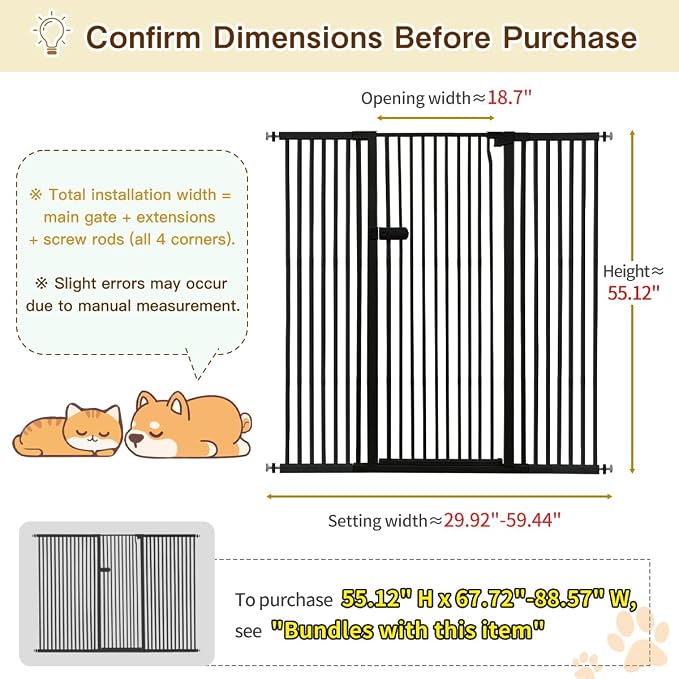 Lumizone Extra Tall Cat Gate 55.12" High Pressure Mounted Extra Wide 2025 New - Image 2