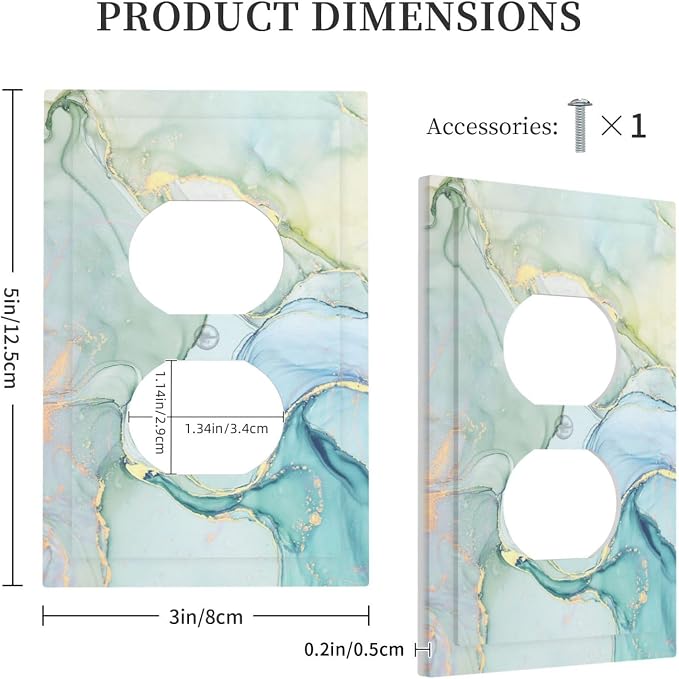 Outlet Covers Teal Gold Marbling Turquoise 1 Gang Duplex Wall Plate Decorative - Image 5