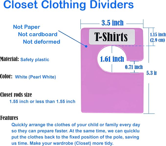 32 Pack White Clothing Rack Size Dividers Plus 75 Labels and 30 Large Blank - Image 6