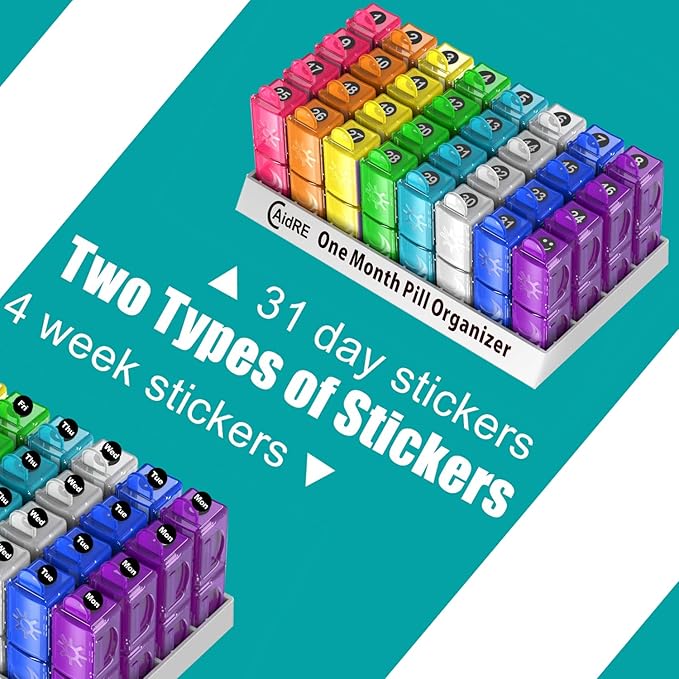 Monthly Pill Organizer, CAidRE 30 Day Pill Organizer 2 Times a Day, One Month - Image 3