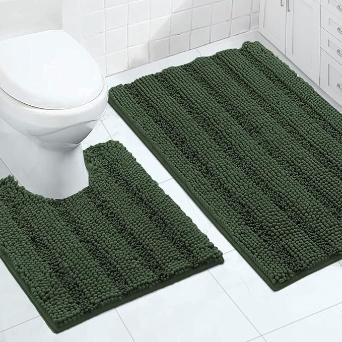 Turquoize Chenille Bathroom Rugs Set Non-Slip Bath Mats by Turquoize