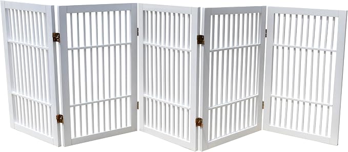 Pet Dog Gate Strong and Durable Freestanding Folding Acacia Hardwood Portable by Urnporium