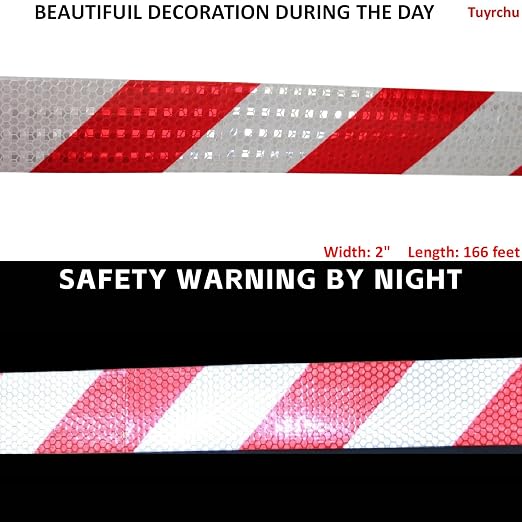 Red and White Reflective Tape 2 inch X 166 feet, Outdoor Waterproof Hazard - Image 3