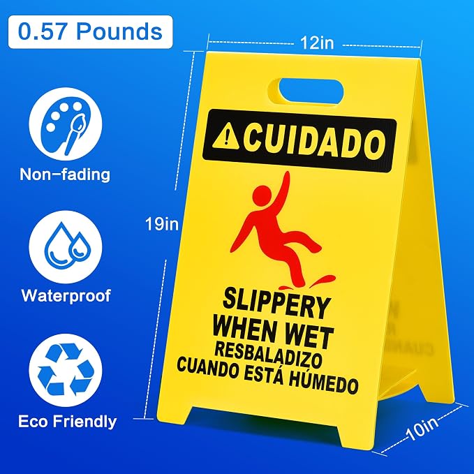 MATTHEW CLEANING 19'' Industrial Wet Floor Sign 3 Pack 2-Sided Durable - Image 3