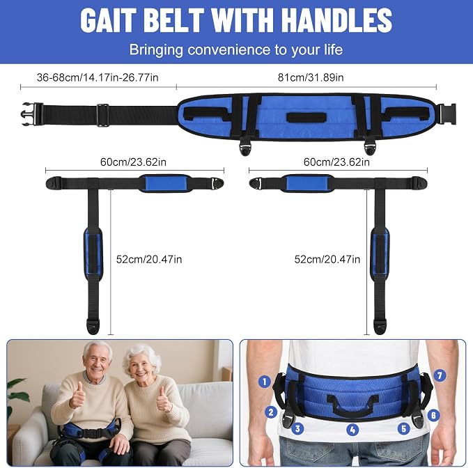 Rhino Valley Gait Belt with Leg Straps, Transfer Belts with 7 Handles, Gate - Image 2