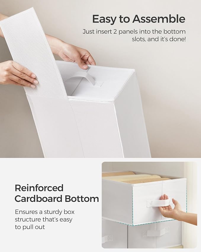 SONGMICS Set of 4 Large Size Wardrobe Clothes Organizers, 6-Compartment - Image 4