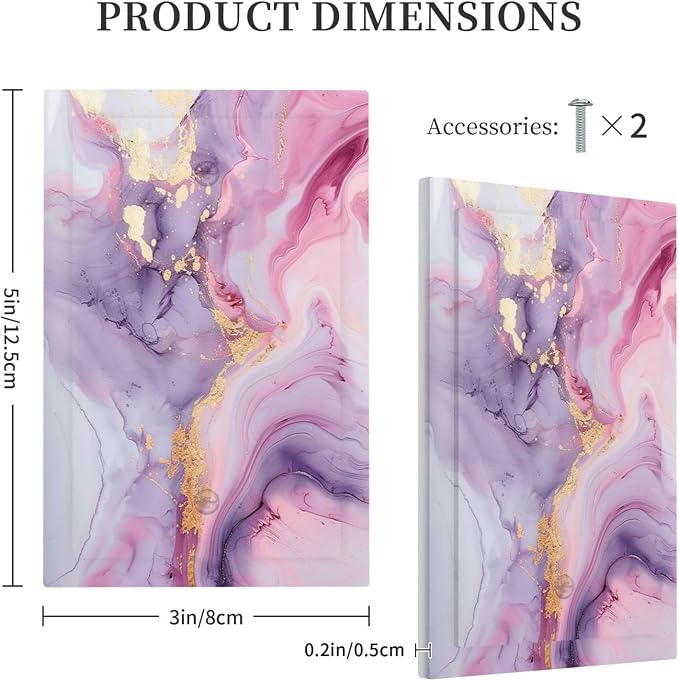 Light Switch Cover Plate Pink Marble Abstract Purple Gold Texture 1 Gang No - Image 5