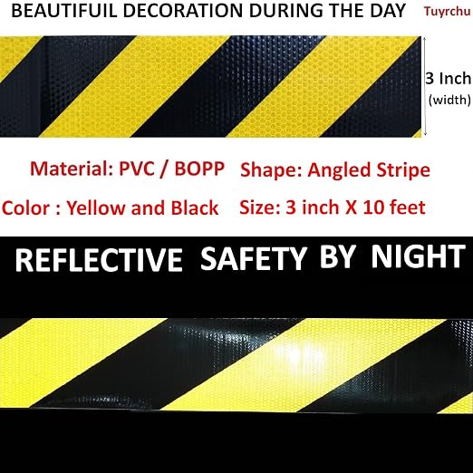 Yellow Black Reflective Tape Outdoor Waterproof 3 inch X 10 feet, High - Image 3